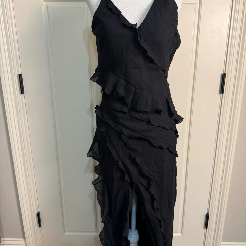 NWT Abercrombie & Fitch Black Ruffle Maxi Dress - Picture 2 of 8